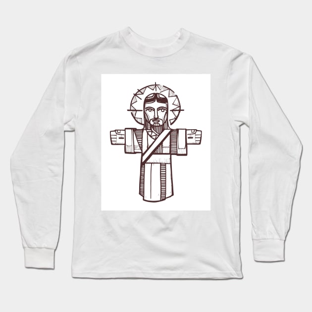 Jesus Christ with open arms Long Sleeve T-Shirt by bernardojbp